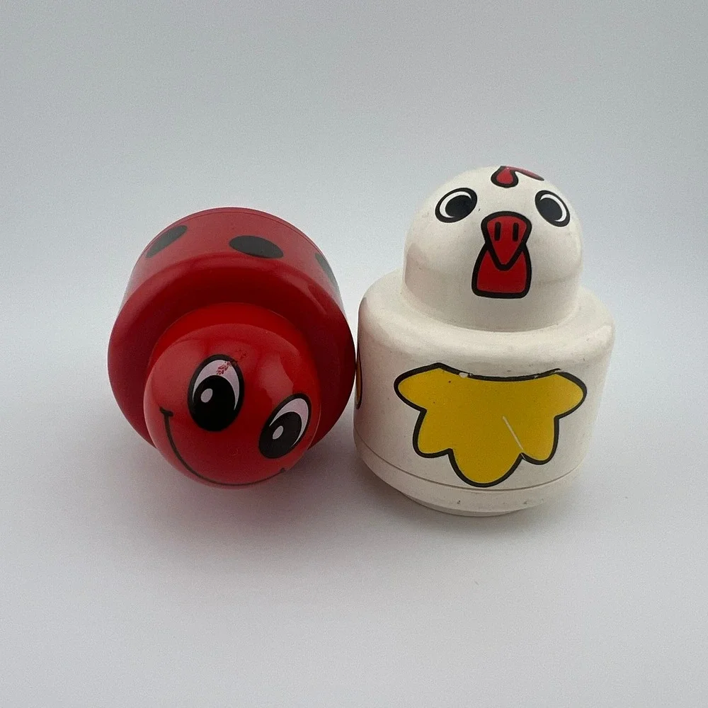 Vintage LEGO Primo Rattles Ladybug & Chicken Baby Toy Set 1990s